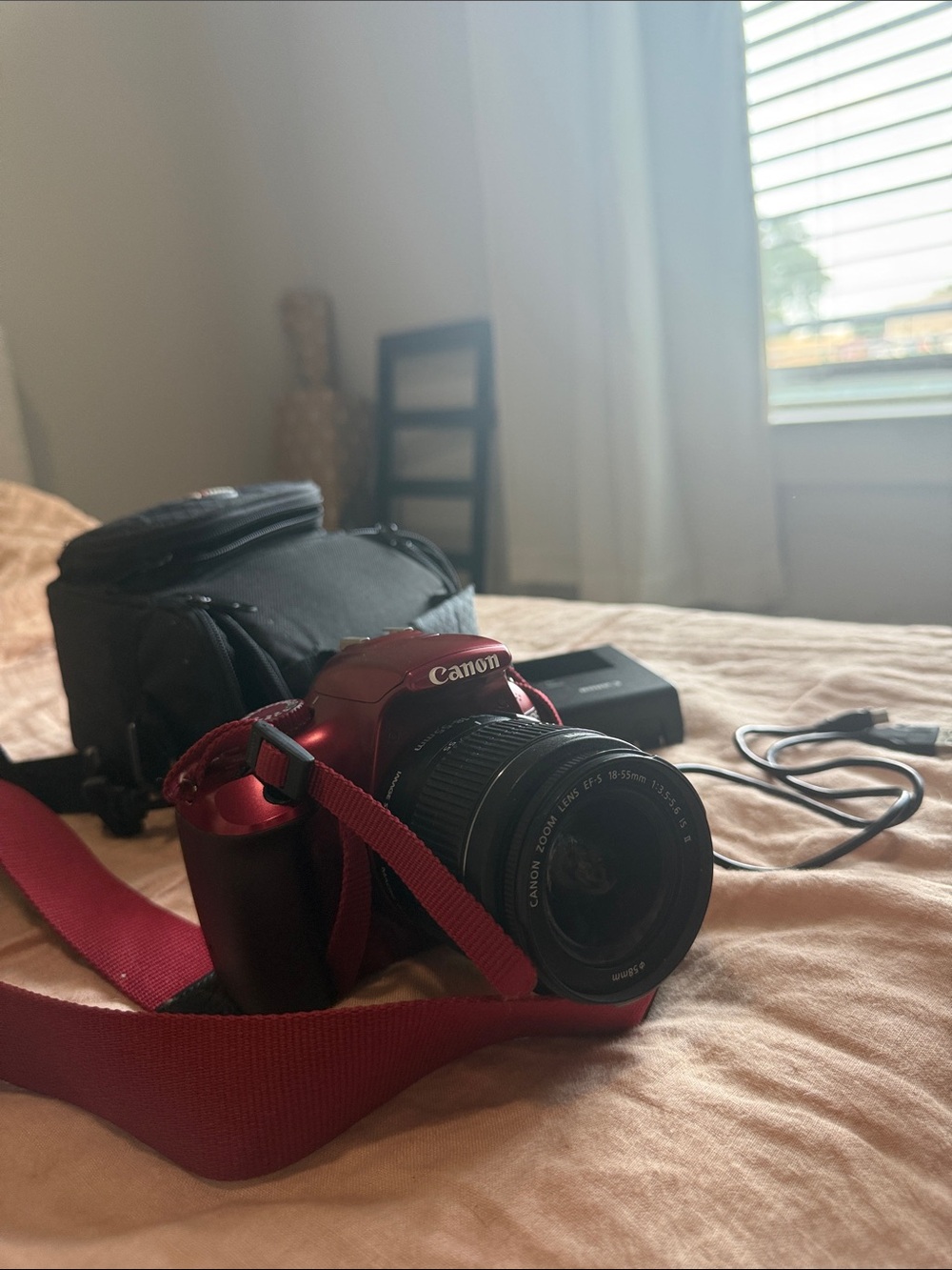Canon Red DSLR Camera with Standard Zoom Lens